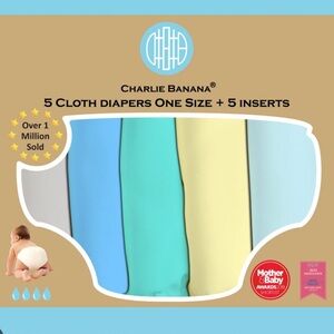 NEW Charlie Banana 5 Cloth Diapers w/Inserts